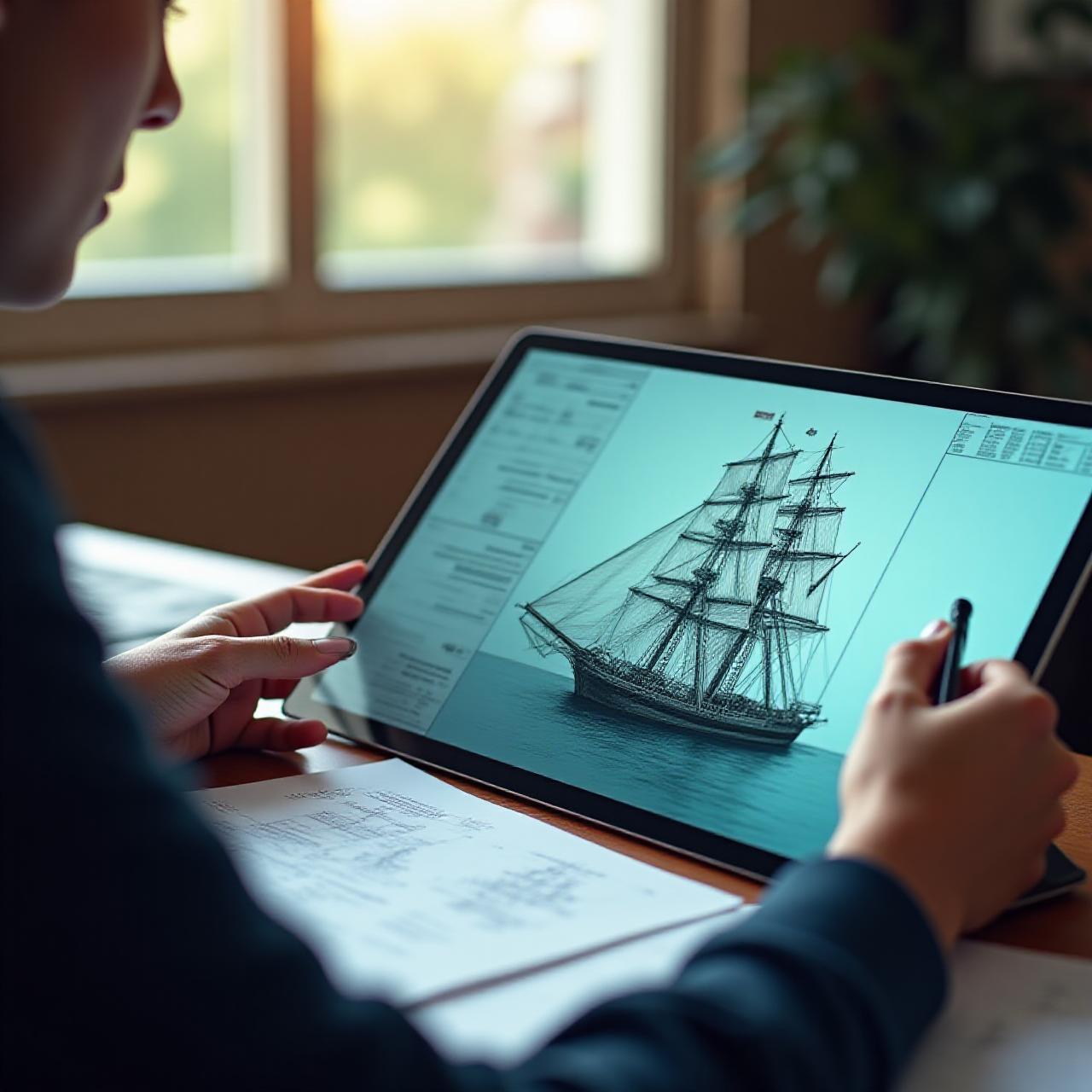 Nautical design student at work